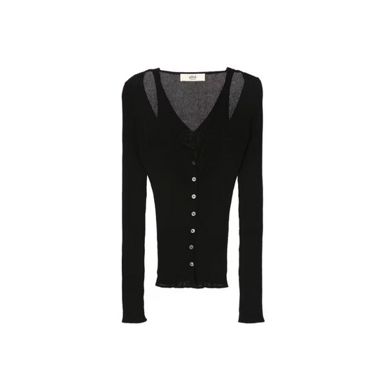 아떼바네사브루노 여성 골지 레이어드 긴팔니트 VLSW4B233BK_이미지