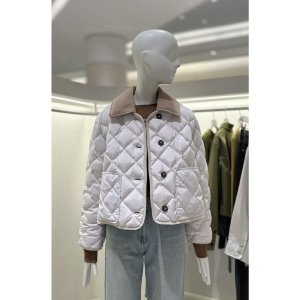 코듀로이 배색 퀼팅 경량 숏 패딩 Z254PSG182