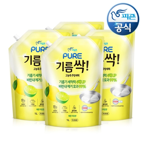 퓨어 기름싹 레몬라임향 리필 1L (4개)_이미지
