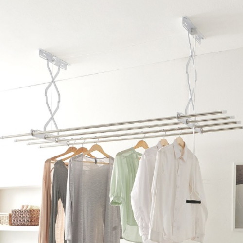 리빙홈데코 천장 빨래건조대 2단 185cm/천정형 건조대 발코니 베란다 빨래걸이 스텐 봉 튼튼한 빨랫대 이불 세탁 대형