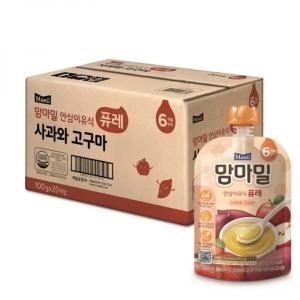 매일유업 맘마밀 안심이유식 퓨레 사과와 고구마 100g (20개)_이미지