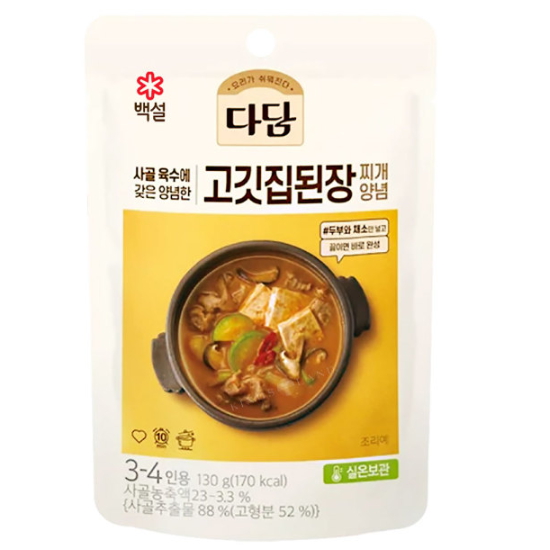 다담 고깃집 된장찌개양념 130g이미지입니다. 누르면 해당 게시물로 새창이동합니다.