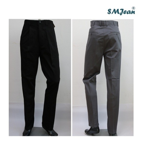  에스엠진 중년 주름 면바지 중년 면바지 남자 기본 일자 바지_SMJ323