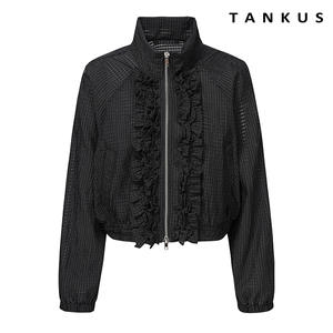 탱커스 그리드 프릴 크롭 집업 자켓 TX1JK012L0_이미지
