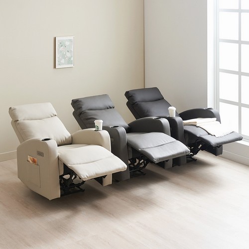 에보니아 바디 컵홀더 에어레더 가죽 리클라이너 1인용_이미지