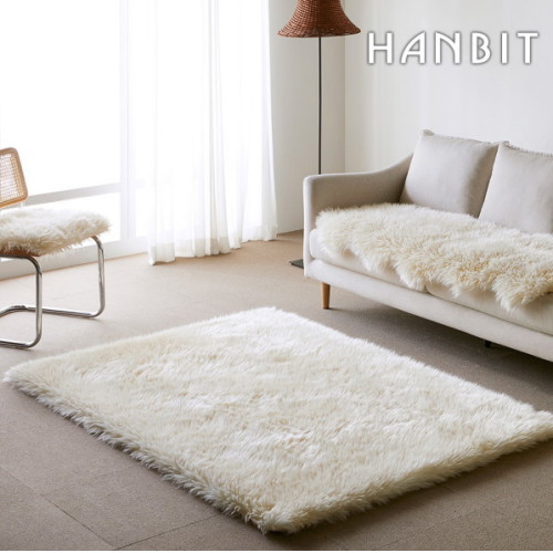 한빛카페트 장모 에코퍼 양털 양모 사각형 러그 (180x120cm)_이미지