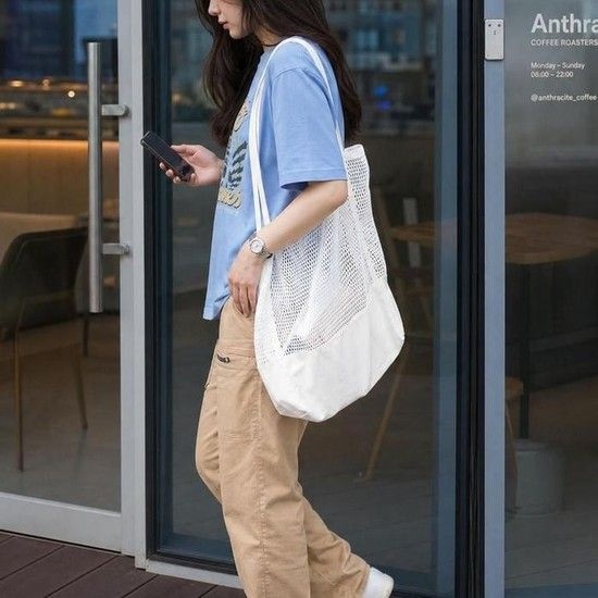 셀러허브 패션 Rly 감성 린넨 코튼 반메쉬 숄더백 여름 백 캔버스백 51073464