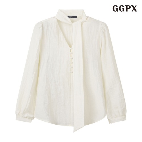 GGPX 소프트 쉬폰 타이 블라우스 GPCBA042D