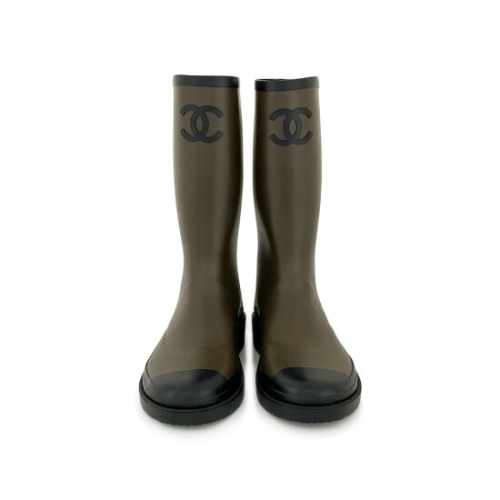 샤넬 엘러브 24A CC로고 카우초크 레인부츠 37 카키 5ET0059_이미지