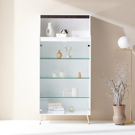 버디 800-5단 선반겸용 유리도어 장식장