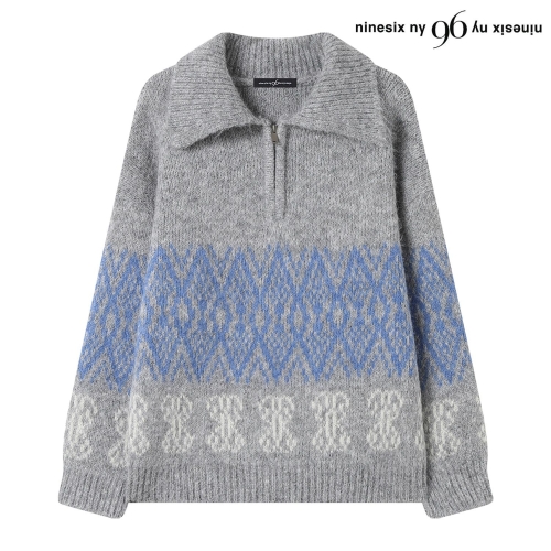 96NY 노르딕 세일러 카라 반집업 니트 NP4KT001L0_이미지