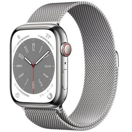 APPLE 워치 시리즈8 45mm Cellular 실버 스테인리스 스틸 (밀레니즈루프)_이미지