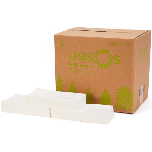 부림제지 코주부 나무SOS 리필 미용티슈 2000매 (1팩)