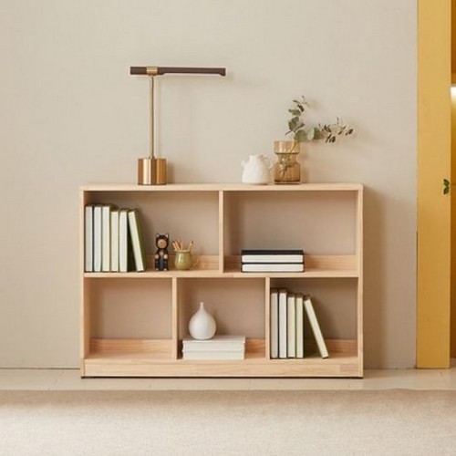 라자가구  리브 앨든 소나무 원목 2단 5칸 책장 1200