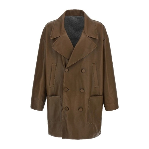 펜디 더블브레스트 나파 가죽 코트 FPJ897AQOI F1LUZ