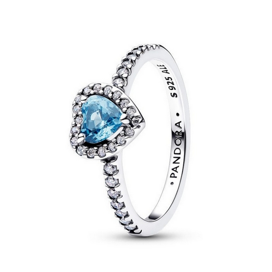 판도라 엘리베이티드 라이트 블루 프렌드십 하트 링 198421C10