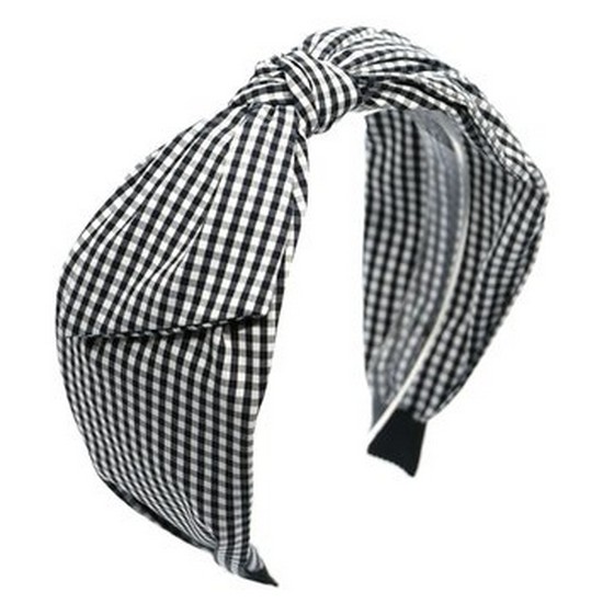 gingham check hairband (black)