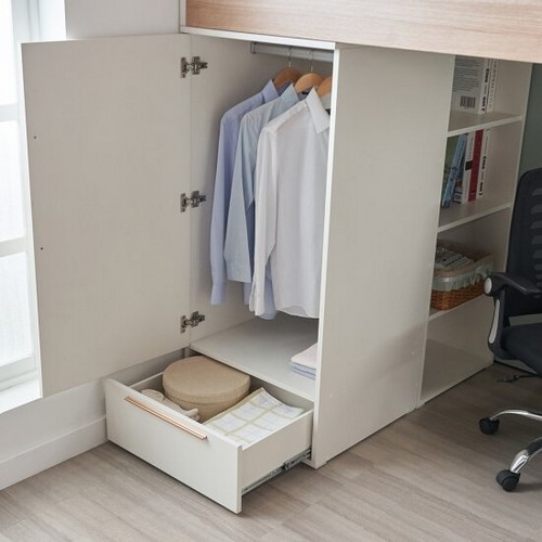 에보니아 폴라 책상 수납 사다리형 벙커침대 SS (매트별도)_이미지