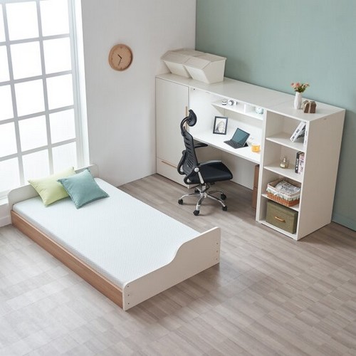 에보니아 폴라 책상 수납 사다리형 벙커침대 SS (매트별도)_이미지