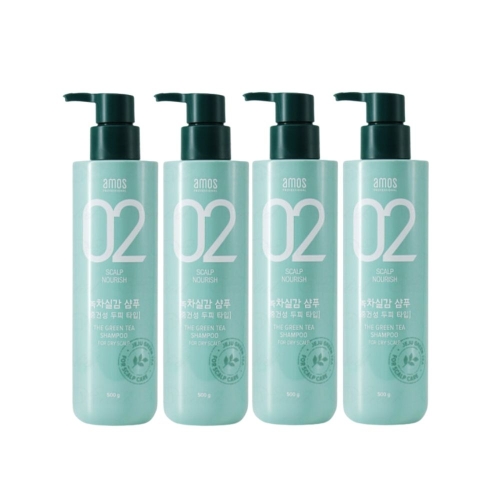 아모레퍼시픽 아모스프로페셔널 녹차실감 샴푸액 중,건성타입 500ml (4개)