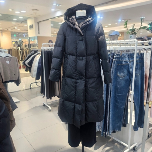 르샵 블랑 후드 퀼팅 배색 롱 다운 L1G42OJP040