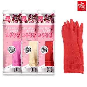 홈에디션명진 명진 대 고무장갑 레드/분홍/아이보리 10개_이미지