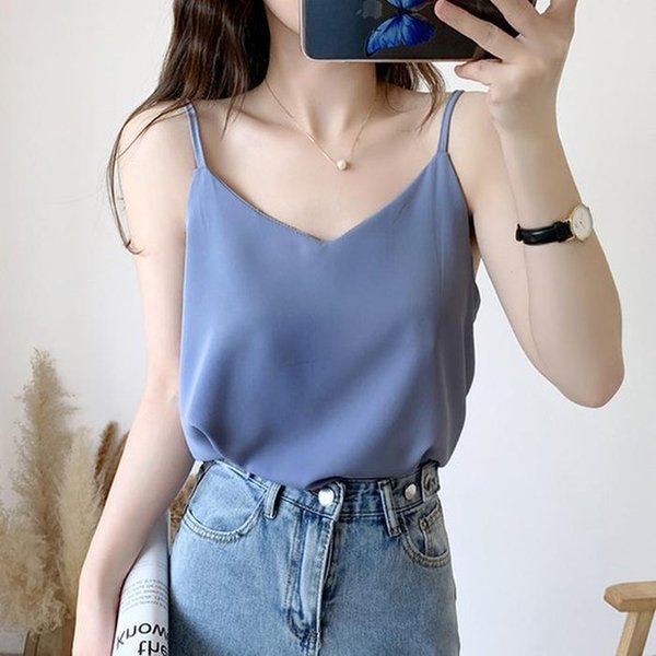 여성 데일리 브이넥 끈 디자인 민소매 나시 LK-NS05 10392546A