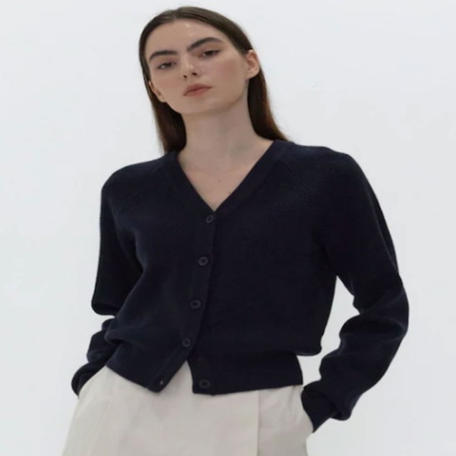 38컴온커먼 21AU V-NECK LINE RIBBED CARDIGAN NAVY_이미지