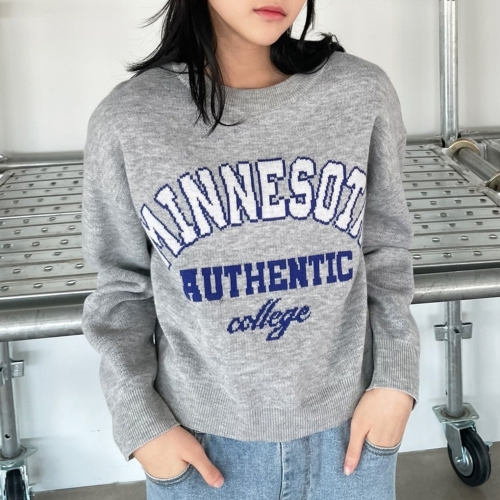 봄/가을 데일리로 입기 좋은 주니어 여아 루즈핏 미네소타 니트 스웨터 _LBKA24SU3 NAVY 78 M