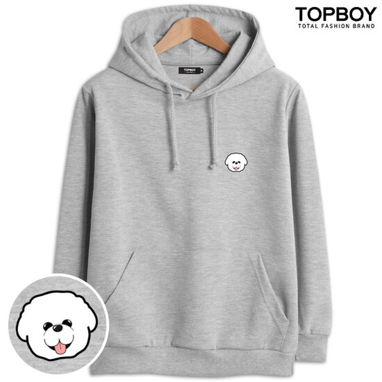  탑보이 해피독 프린팅 후드티 TOP100