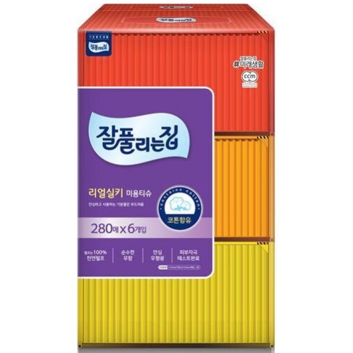 잘풀리는집 리얼실키 미용티슈 280매 (6입) (4팩(24입))_이미지