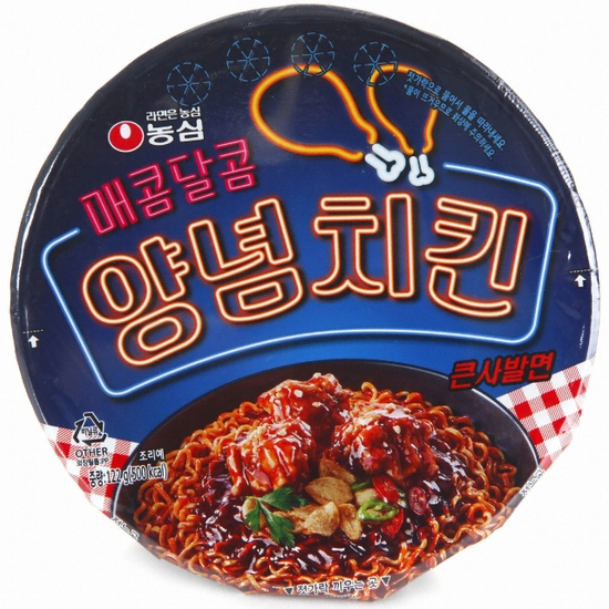 농심 매콤달콤 양념치킨 큰사발면 122g (9개)_이미지