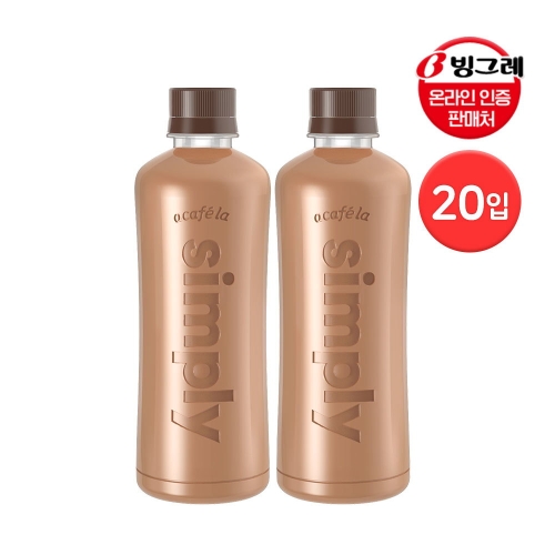 빙그레 아카페라 심플리 로어슈거 라떼 400ml (20개)