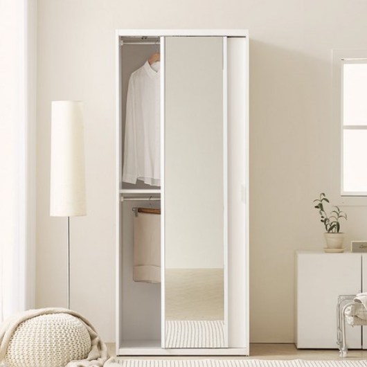 아씨방 모던 빅 원룸 수납 슬라이딩 전신거울 행거 옷장 800_이미지