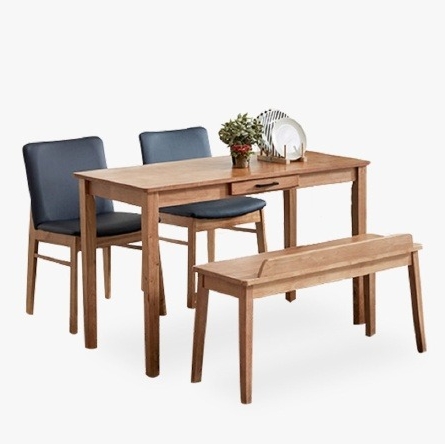 엠하우스 미네뜨 원목 식탁 1200 (가죽의자2개+벤치1개)