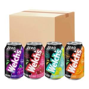 농심 웰치 제로 355ml 그레이프 6개 + 체리스트로베리 6개 + 샤인머스켓 6개 + 오렌지 6개