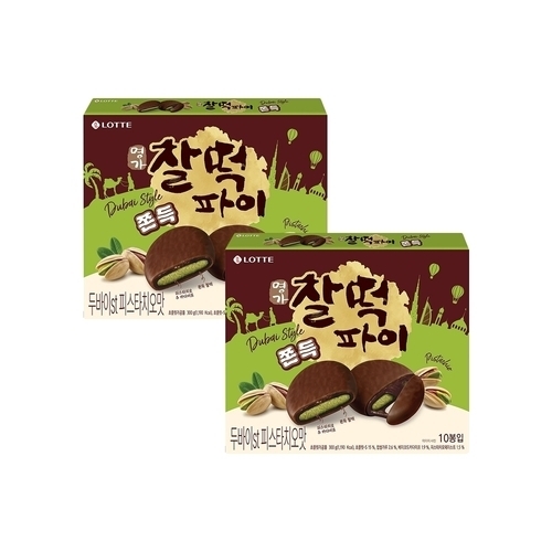 롯데제과 두쫀쿠 찰떡파이 피스타치오맛 300g (2개)