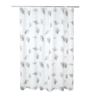 커튼전문샵 방수 샤워커튼 흰색 나뭇잎무늬 샤워커튼2 욕실커튼 방수커튼 욕실칸막이 욕실가리개_이미지