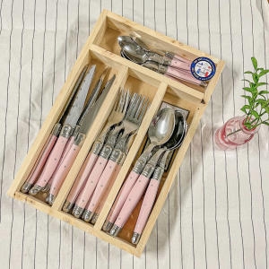 라귀올 커트러리 24p 4종세트 x6개 핑크+우드박스