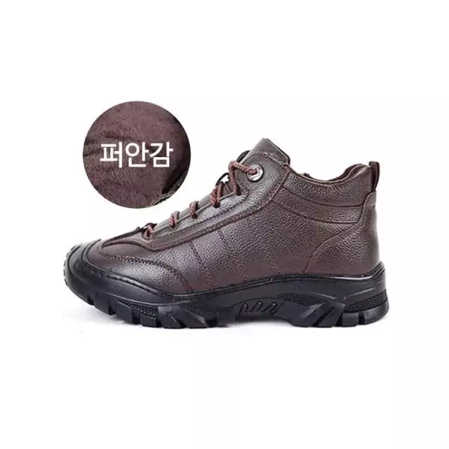 세자매 소가죽 후끈한퍼 남성워커부츠 푹신한 털방한화 털부츠_이미지