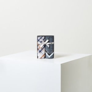 닥스 DCHA4E063MU GIFT 블루 체크 패턴 면 손수건 2종세트