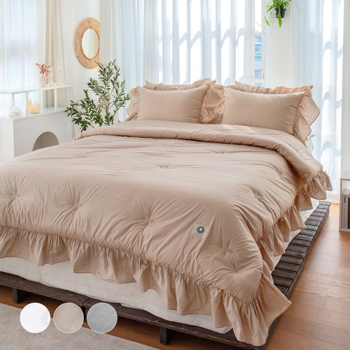 그래이불 고밀도 수피마 코튼 100수 프렌치프릴 차렵이불 풀세트 (슈퍼싱글 SS)_이미지