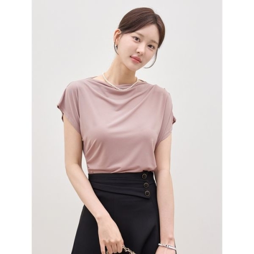 트라이씨클 모리스커밍홈 사선 드레이핑 쿨링 티셔츠_M2507TS088B