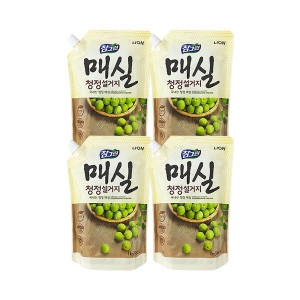 라이온코리아 참그린 매실 청정설거지 리필 1kg (960ml) (4개)