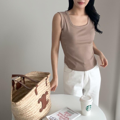 CCT9281여성용 기본 유넥 민소매 티셔츠 둥근밑단