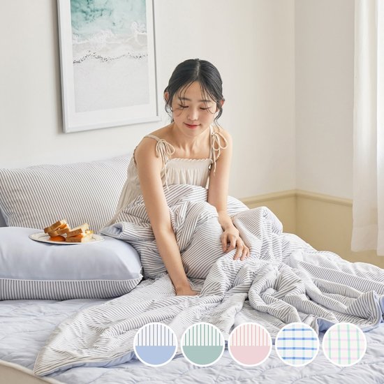 모던하우스 ON 3도씨 익스트림쿨 쿨나잇 냉감 얇은 솜이불 베개세트 (퀸 Q)_이미지