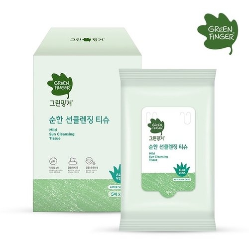 그린핑거 순한 선클렌징 티슈 5매 (18개)_이미지