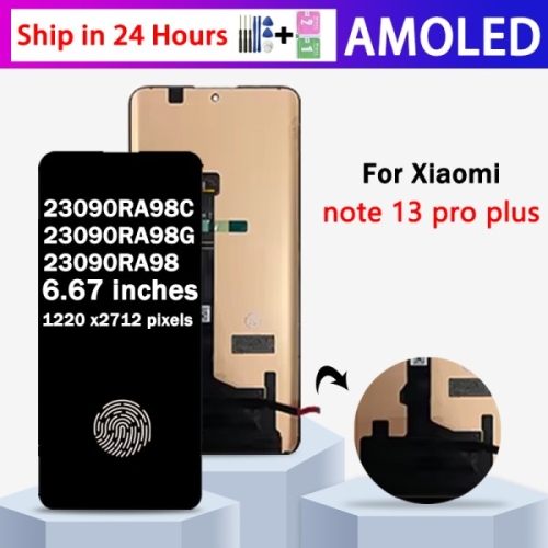 샤오미 레드미 노트 13 프로 플러스 5G LCD 디스플레이 디지털 터치 스크린 프레임 포함 AMOLED 23090RA98C 6.67