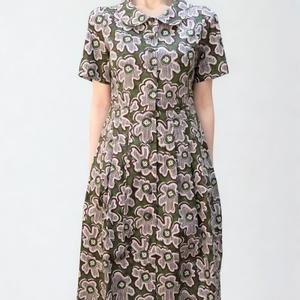 비꼴리끄 여성 코튼 프린트 라운드 카라 원피스 B252WO3310_이미지