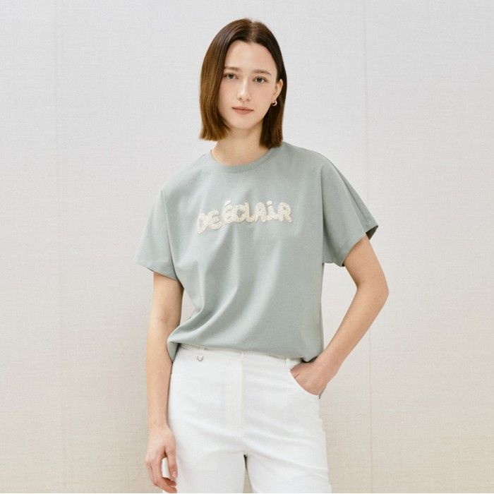 더아이잗 코튼 레이스 레터링 티셔츠 IR4A0TS011_이미지